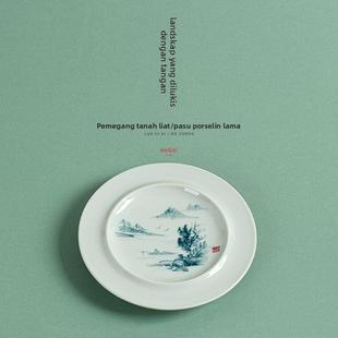 何白龙窑 柴烧老瓷泥釉下手绘“山水”壶承功夫茶具茶壶盖碗茶托