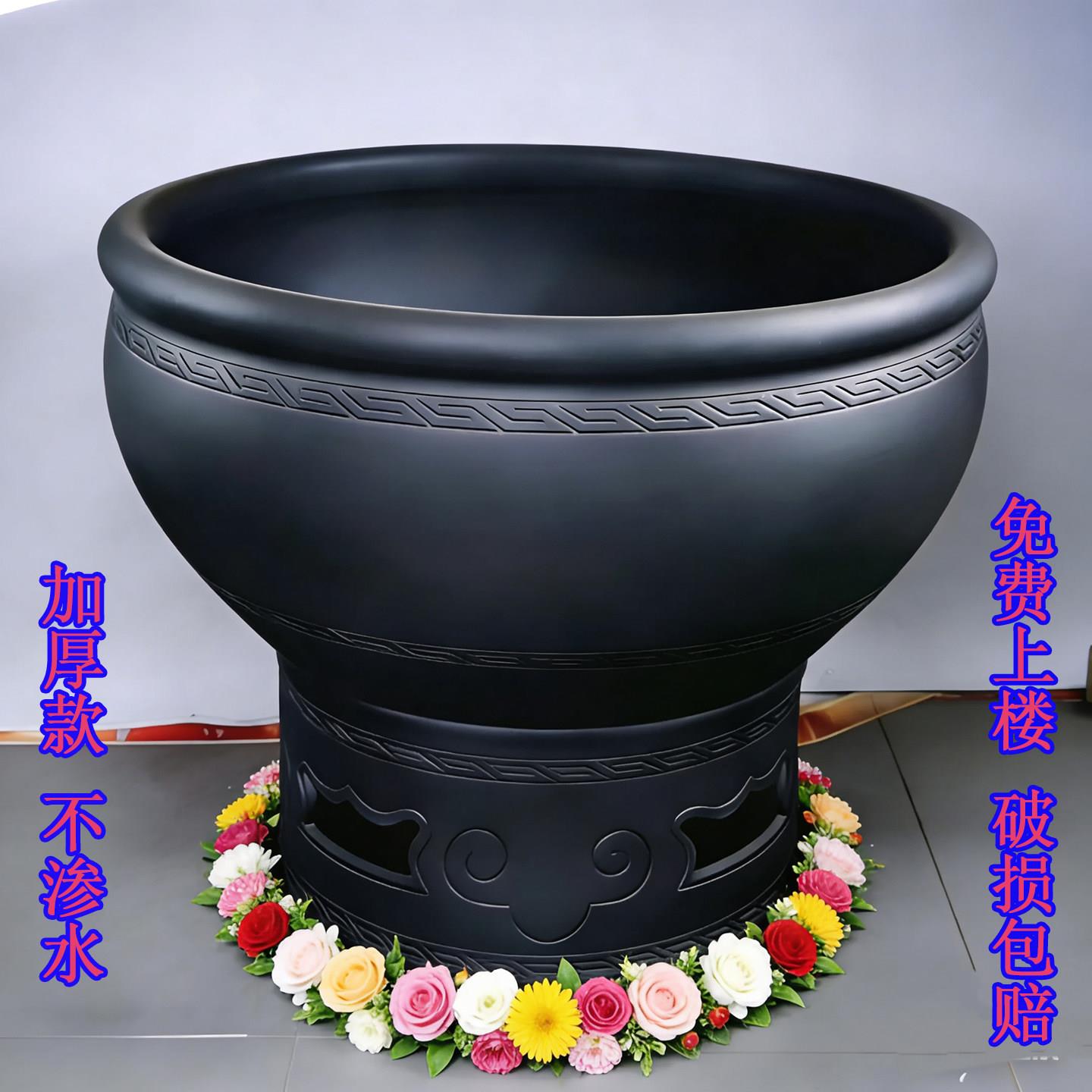 老北京泥瓦大缸鱼缸古法造景假山盆睡莲盆荷花缸落地阳台庭院摆设