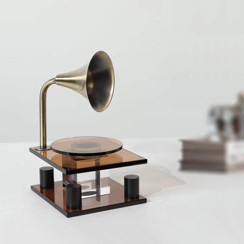 欧式覆古风水晶放映留声机桌面摆件客厅书房电视柜样板间软装饰品