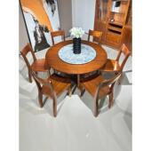 圆桌 现代中式 椅子组合与转 全实木家庭小公寓餐桌 胡桃木圆桌