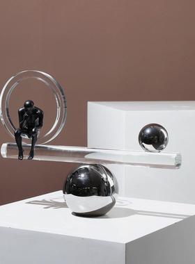 北欧简约水晶几何半圆摆件现代创意客厅样板房软装饰品陈列Y