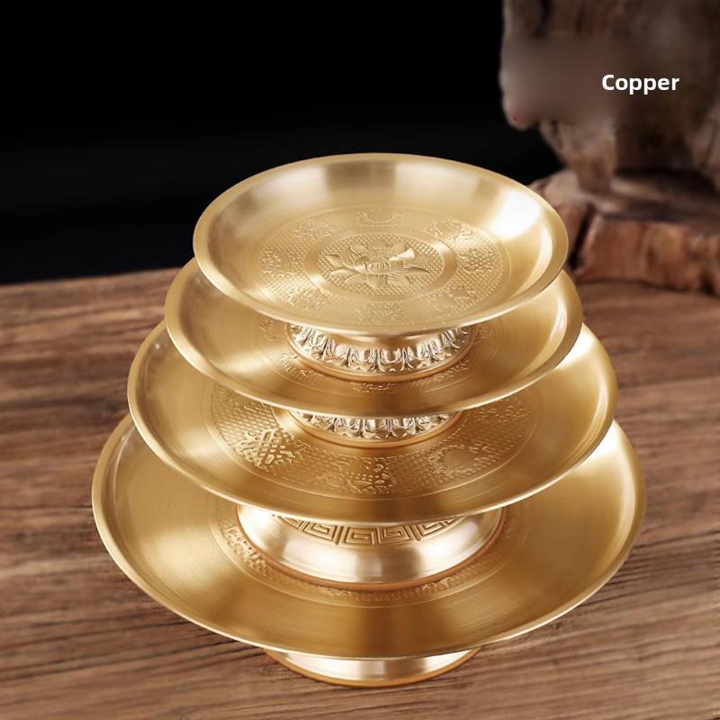 黄铜家庭供莲果盘，贡品盘，财神果盘，中国装饰品，各种尺寸7 -