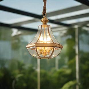 全铜户外吊灯防水别墅门厅灯入户门灯凉亭走廊温室灯人体感应灯