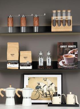 样板间厨房咖啡豆主题软装饰品现代简约吧台展示台层架玻璃罐摆件