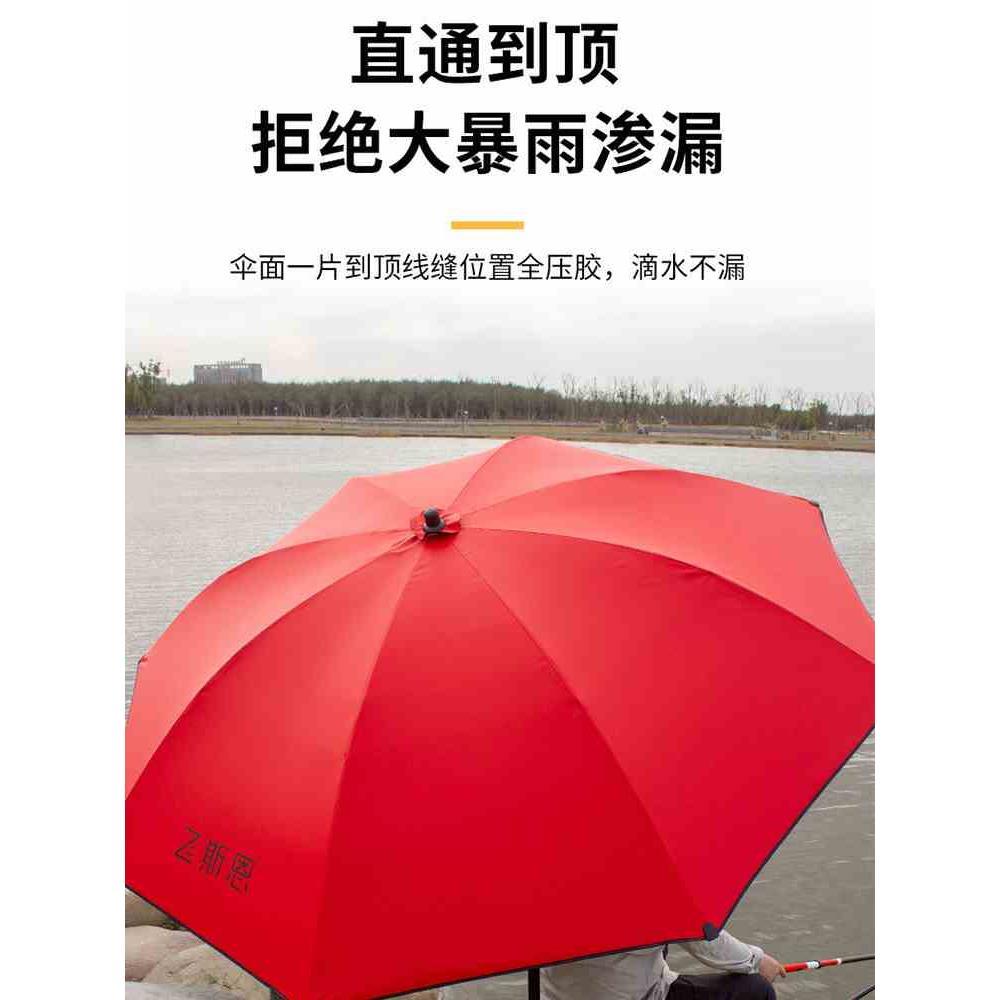 新款钓鱼伞新型黑胶拐杖式万向大钓伞单层防雨防暴雨加厚垂钓