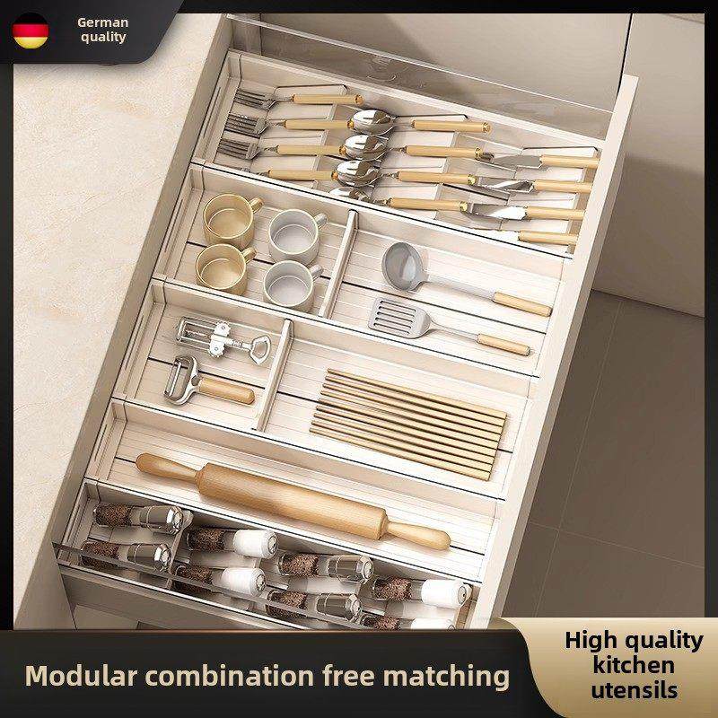 德国厨房抽屉收纳分隔板橱柜餐具收纳盒勺子刀叉碗筷子分格整理盒,厨房/烹饪用具,厨房置物架/置物柜/角架,淘宝优惠券,粉丝福利购,淘宝优惠卷