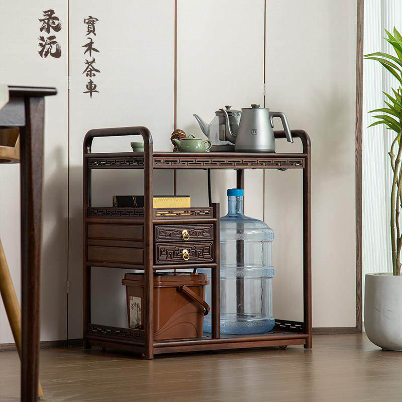实木茶台可移动茶车餐边柜烧水壶一体沙发边几家用置物架茶几边桌