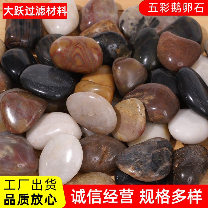 精抛光五彩雨花石铺路鹅卵石铺地庭院花园造景园林装饰石头鹅软石