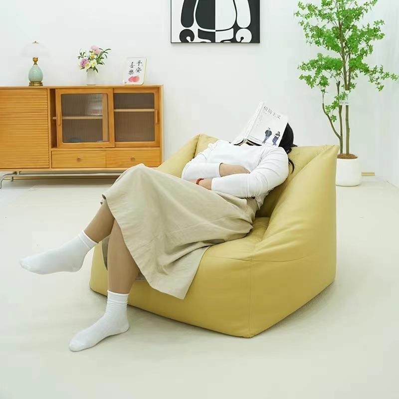 人沙发袋豆榻榻米简约单人沙发休闲椅客厅懒室卧阳台小满皮艺躺椅