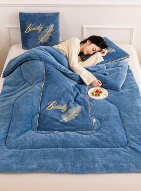 OEC抱枕被子两加靠厚合一二折叠汽车载枕头被办公室午睡毯子冬用