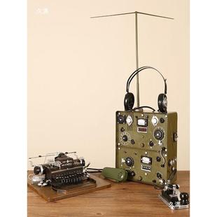 古线怀旧老式 饰摆 仿古创意无电台发报电报NYF机模型道具橱窗机装