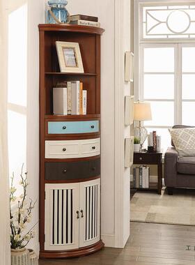 美式乡村物18629三角柜客厅边柜彩绘柜墙角柜置式架欧转角酒实木