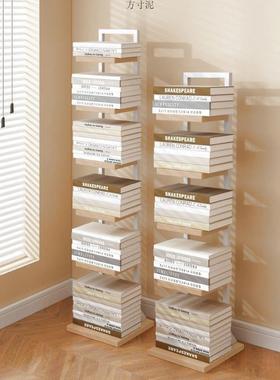 隐落形书架地架靠NTJ墙客厅置物简易网红书柜墙角收学生小型书本