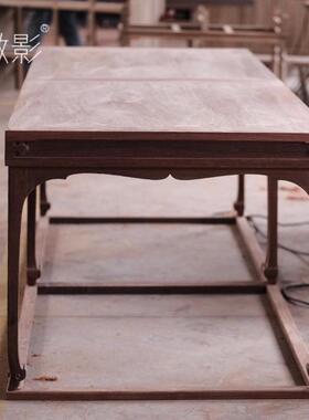 北脚黑胡桃木茶桌美宋式美学鹤茶台桌书桌APE办公中古风实木茶台