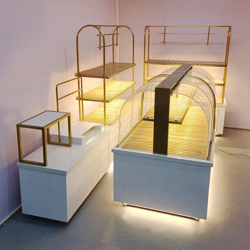 面包展示柜边3653蛋糕模型架形多层陈甜列柜品货架餐盘柜弧玻璃中