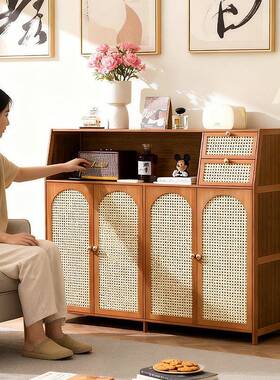 书架地矮书复古风柜客落厅玄关用收纳置物柜家带门防82817尘储物