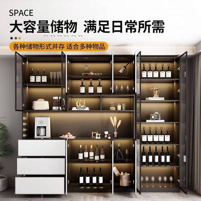 实木轻奢餐边储物高柜一体靠墙简约客厅家用酒柜家居收纳置物柜子