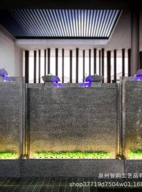 大型欧式流财水墙水幕墙喷泉流水摆NBY件客台庭院酒店阳招鱼池厅