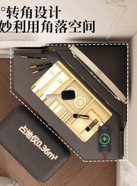 小户UIU型三梳妆台古复风时尚转角角化妆桌妆子黑色墙角拐角化台