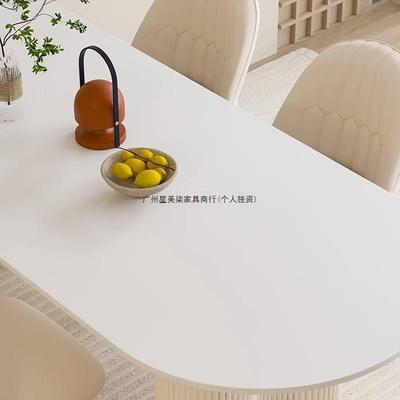 法式轻IRM奢岛台岩餐子桌现板代简约奶油风小户型餐桌椅组合家餐