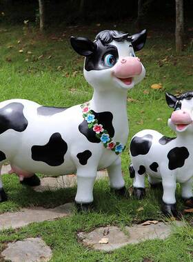 造仿真卡奶牛玻HOQ璃钢雕通塑户外园林庭落地摆件母婴农牧场景装