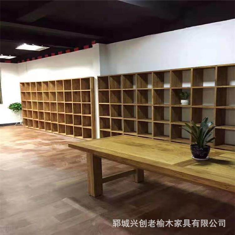 005老榆木书架书柜置物架展示桌异形转角书板复桌柜面板古原木材