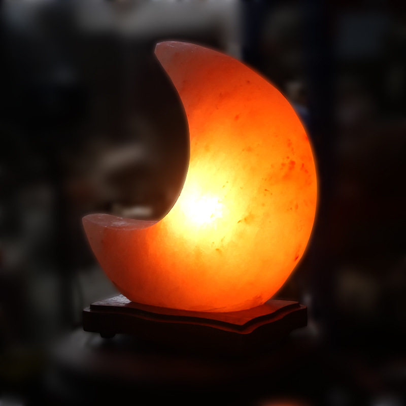 厂家批发喜马拉雅盐灯 月亮造型水晶盐灯 天然喜马拉雅盐灯