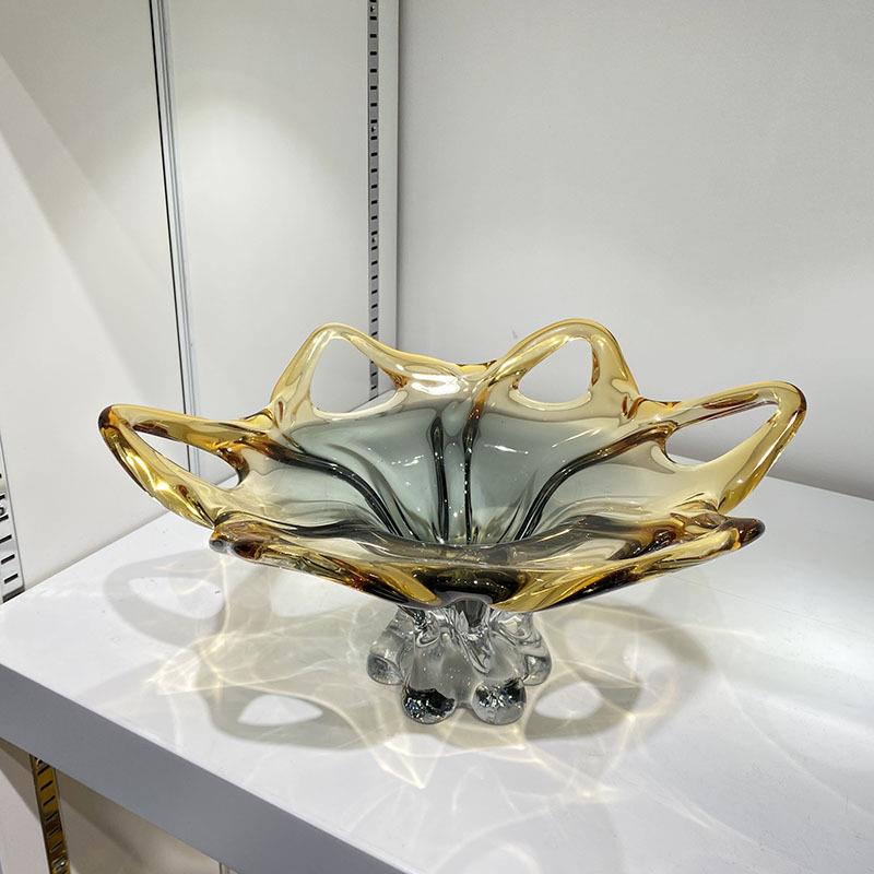 款现轻奢高档玻代璃盘新茶几家用艺术ali-7690琉璃水果盘客厅干果