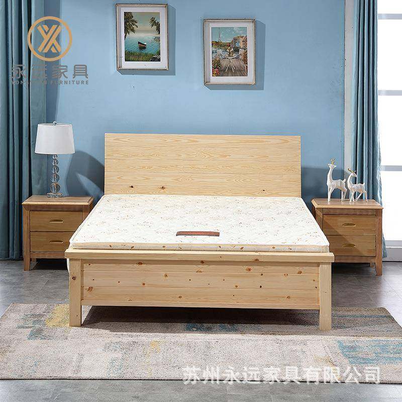 实木床1.5.米松木双人现经济NTE型代简约1.8m出房简易租单人床12