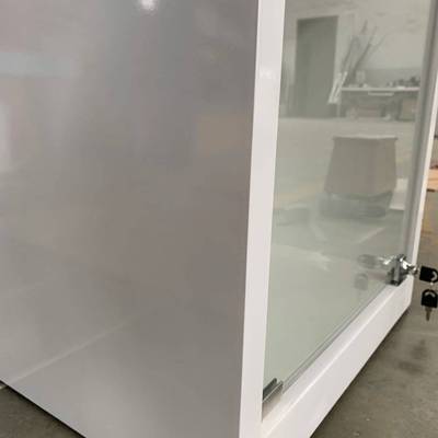 展示柜厂家制作带锁透明推拉门透明玻璃柜白色木质烤漆橱窗展示柜