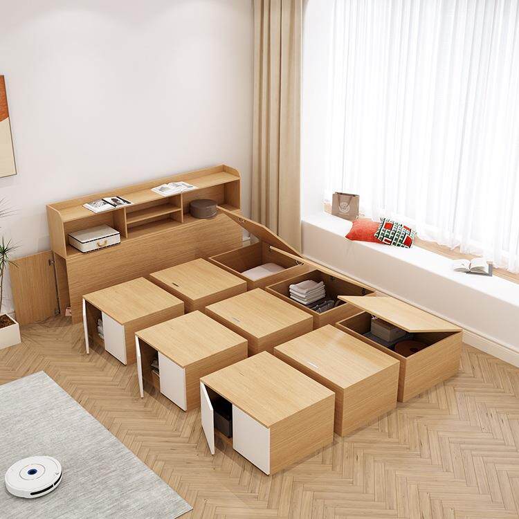 小户榻米床衣柜一体储箱组合收纳物抽屉魔方地台床EFY1.榻2m单型