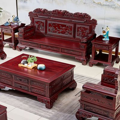 酸枝木沙发实木红木雕花