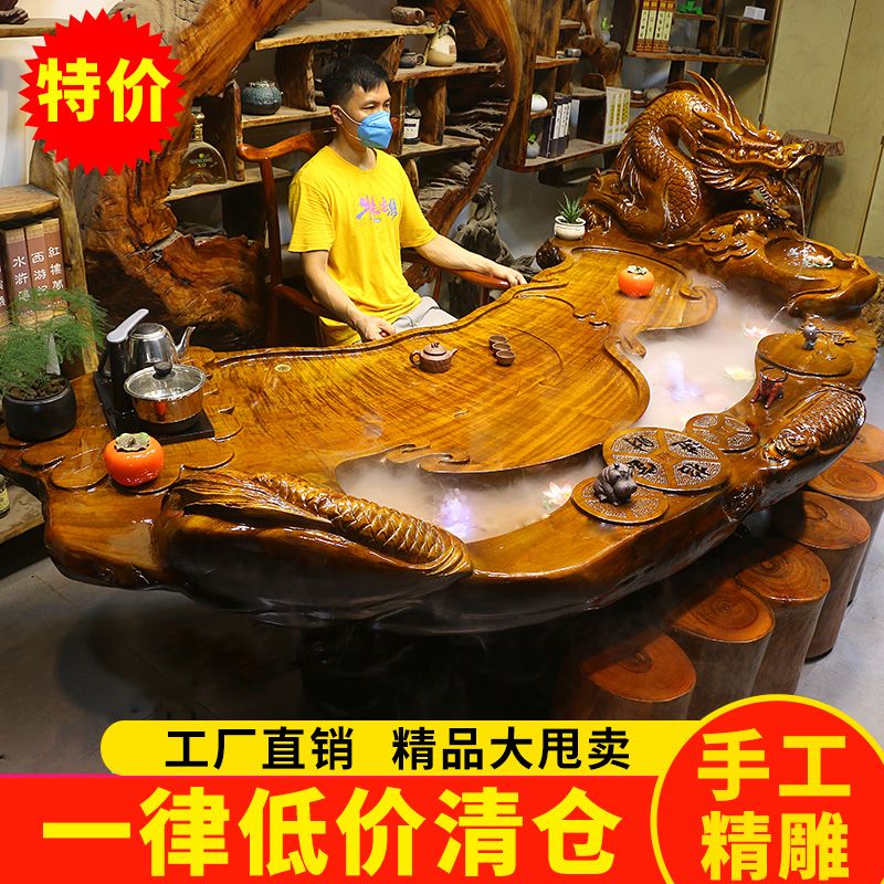 楠木根雕茶台茶桌树根茶几中式木质工艺家用实木原木茶桌木雕