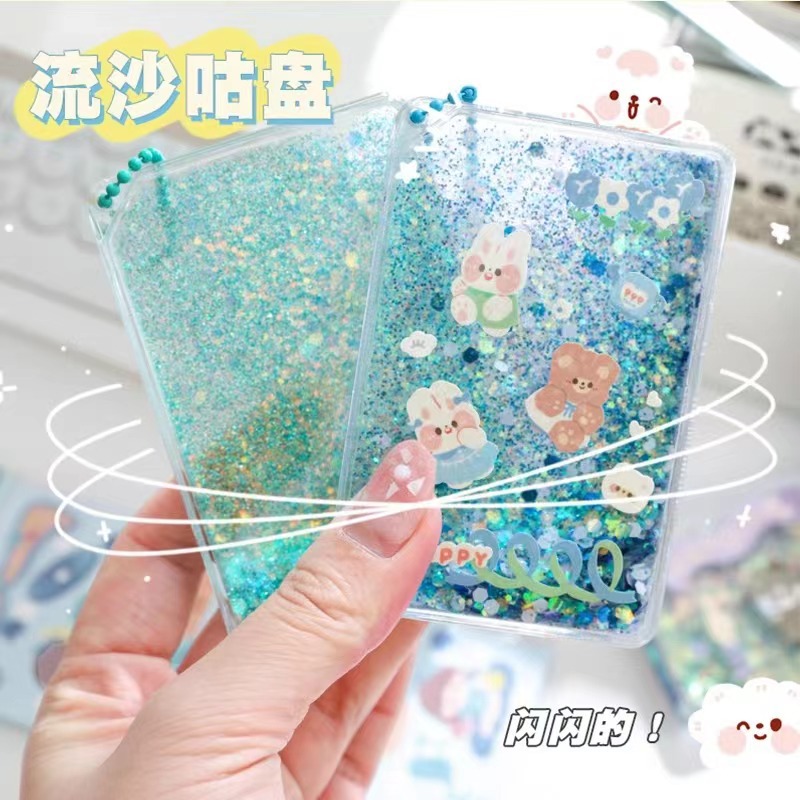 透明流沙咕卡砖异形创意流沙咕盘入油咕卡盘DIY装饰钥匙扣挂件