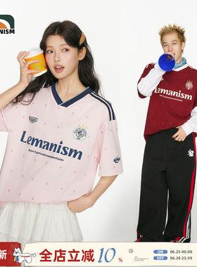 lemanism美式潮流满印星星短袖T恤男款2026夏季新款V领球衣球服女