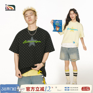 lemanism美式潮流波点印花T恤男款2026新款情侣款宽松字母短袖女