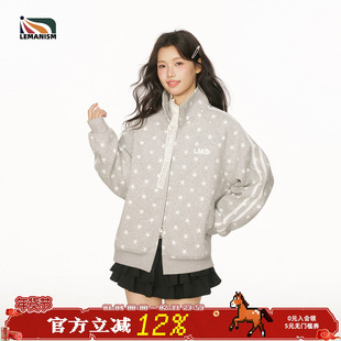 lemanism美式潮流星星满印立领夹克情侣款开衫男2026春季女生外套