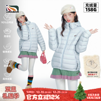 lemanism美式潮流90白鸭绒高充绒轻薄排骨羽绒服男情侣外套上衣女