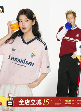 lemanism美式潮流满印星星短袖T恤男款2026夏季新款V领球衣球服女