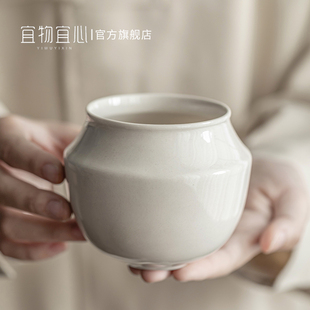 陶瓷禅意小水盂家用茶渣桶茶道 草木灰建水茶渣缸茶洗复古杯洗日式