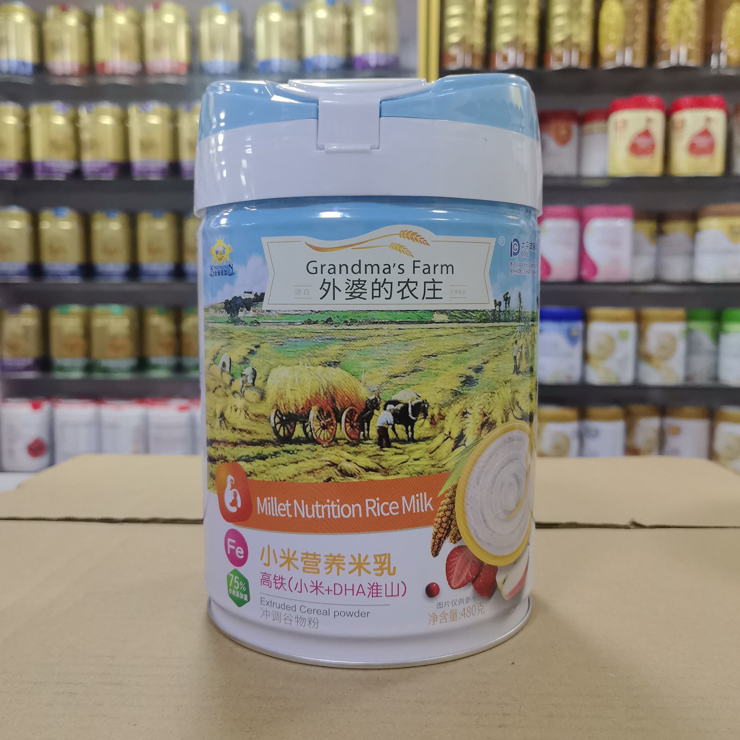 咨询优惠 外婆的农庄小米营养米乳金盾爱婴冲调谷物粉480克罐装