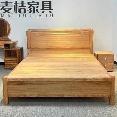 新中式金丝檀木全实木框架床燕尾榫静音床板卧室轻奢木蜡油双人床