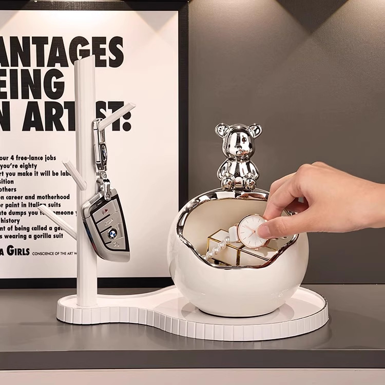 入户玄关钥匙收纳盘桌面置物架