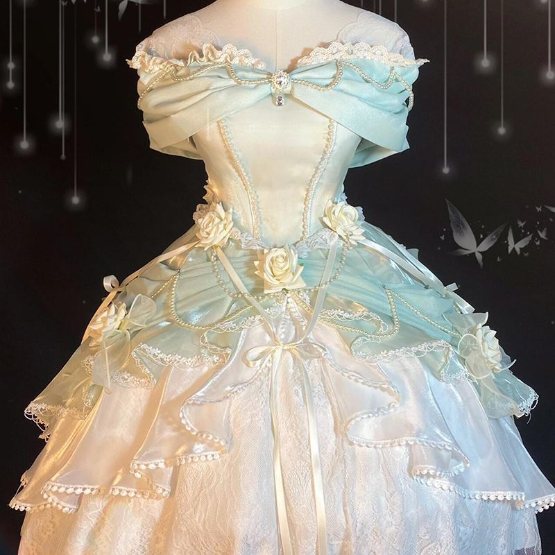 玫瑰礼遇洛丽塔晚礼服若草色在逃公主裙学生日成人礼艺考声乐主持