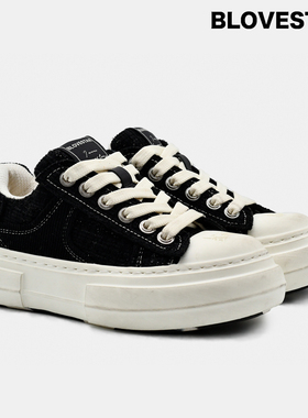 BLOVESTAR·Polar Night黑色帆布做旧小香风情侣休闲鞋