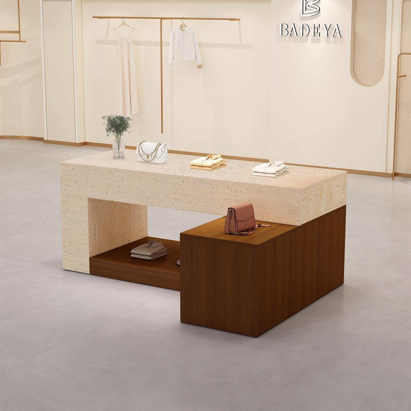 服装店中岛台展示桌鞋包店铺中间摆放流水台商场陈列简约展示柜