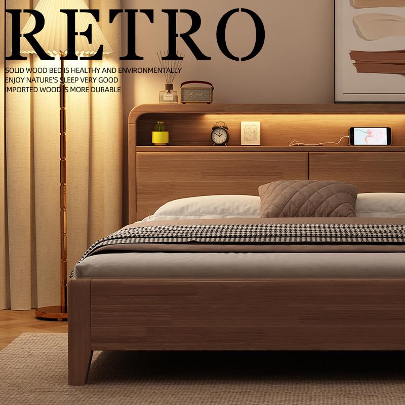 北欧全实木床现代简约胡桃色1.8米1.5m1米35双人床主卧经济型婚床