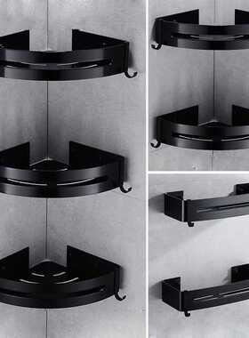 欧美式黑色浴室置物架太空铝仿古卫生间转角架三角篮免打孔