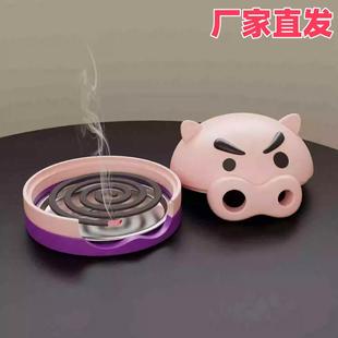 蚊香架肥嘟嘟左卫门304不锈钢蚊香架带盖防宝宝烫手香薰托盘 新款