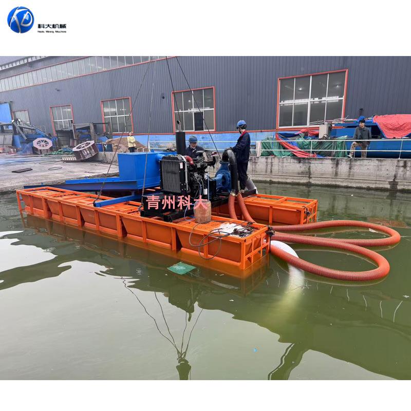 定虹吸抽沙船式 河流小型虹吸船 采沙挖淘金船溜KD-20槽选金制机